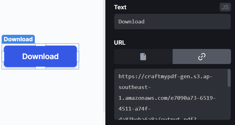 Setting up a clickable action to view the full PDF file in a new tab