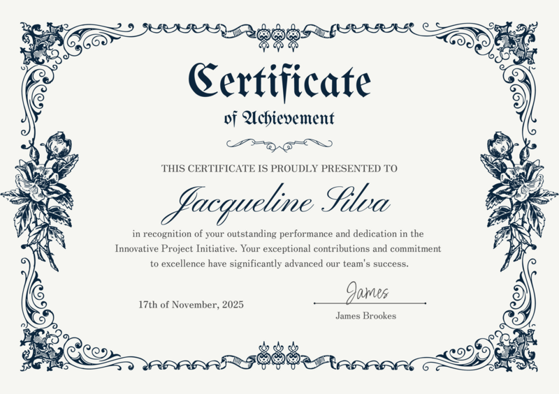 Modern Vintage Certificate template with ornamental borders and gold sepia accents

