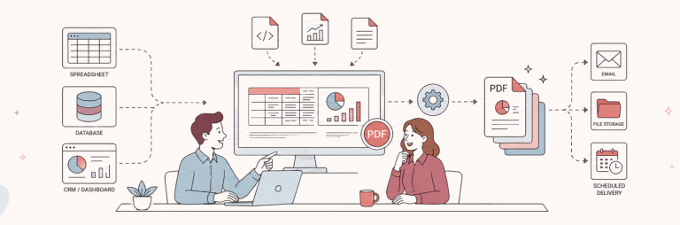 Reporting automation for PDF reports and business workflows