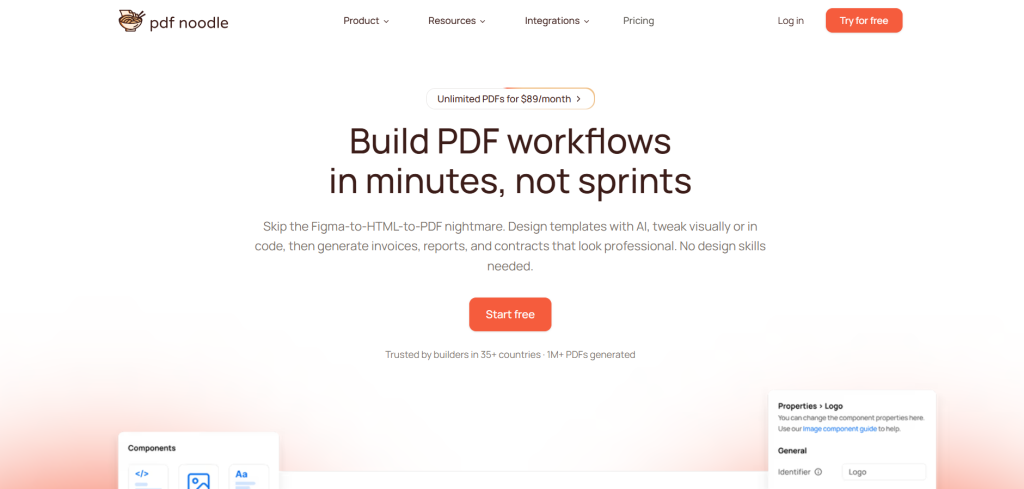 PDF Noodle' Homepage Screen for  alternative