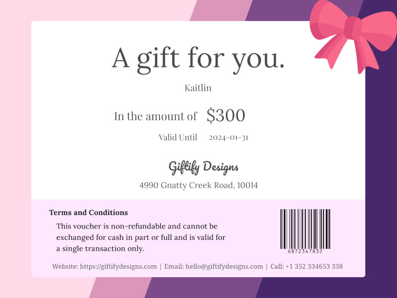 gift certificate terms and conditions template