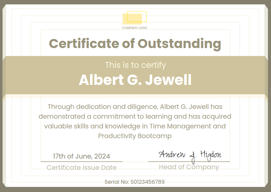 Simple, Classic, and Elegant Certificate of Completion