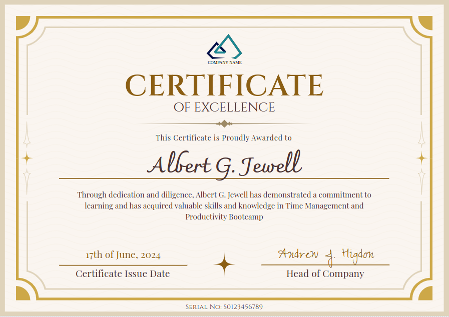 Elegant and Minimal Brown Certificate of Completion